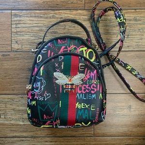 Alba - Graffiti Backpack w/ Rhinestone Bumblebee Decal